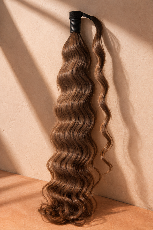 Luxury Ponytail – Deep Wave Honey